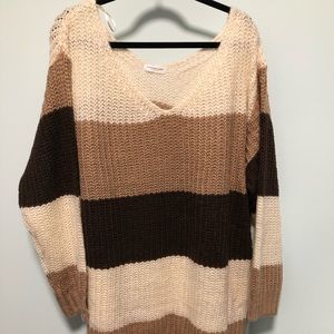 Chic Soul Brown Striped Sweater
